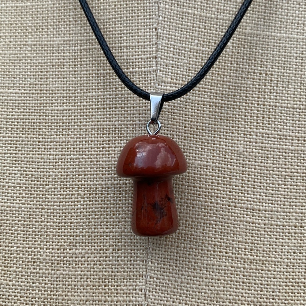 Handmade Stone/Glass Mushroom Amulet Necklace - Picture 6 of 11